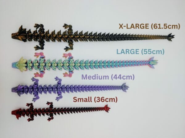 Articulated Crystal Dragon Sensory Toys Designed by Cinderwing3d in Four Matte Sizes with a White Background